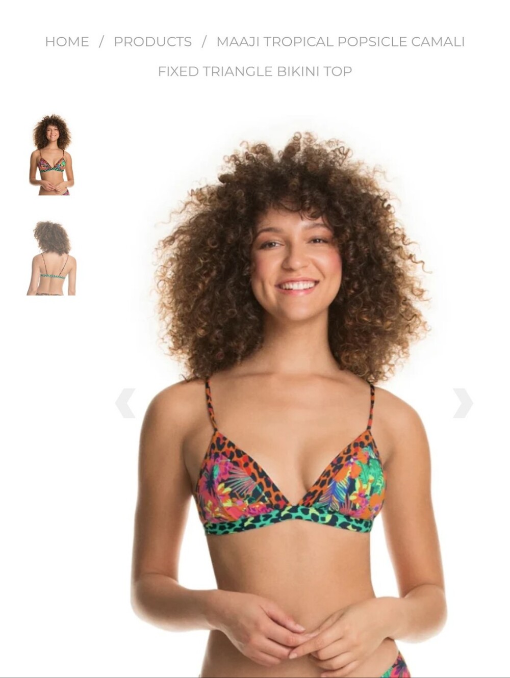 Maaji Tropical Popsicle Camali Fixed Triangle Bikini Top - Top Size XS/S